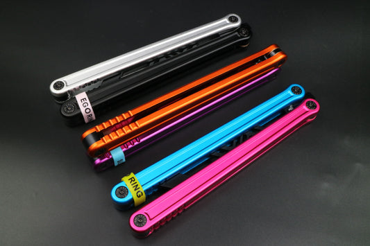 XDYY Antarctic 2 balisong trainer, 3 variations, top view