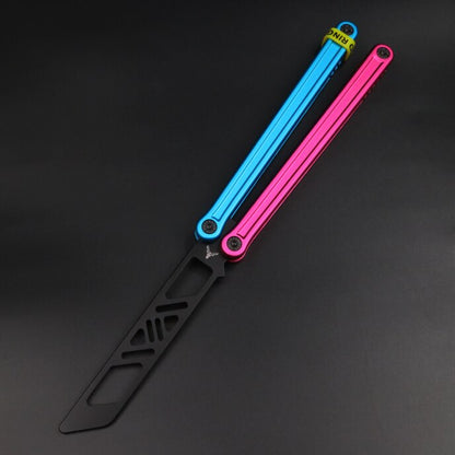 XDYY Antarctic 2 balisong trainer pink and blue handles