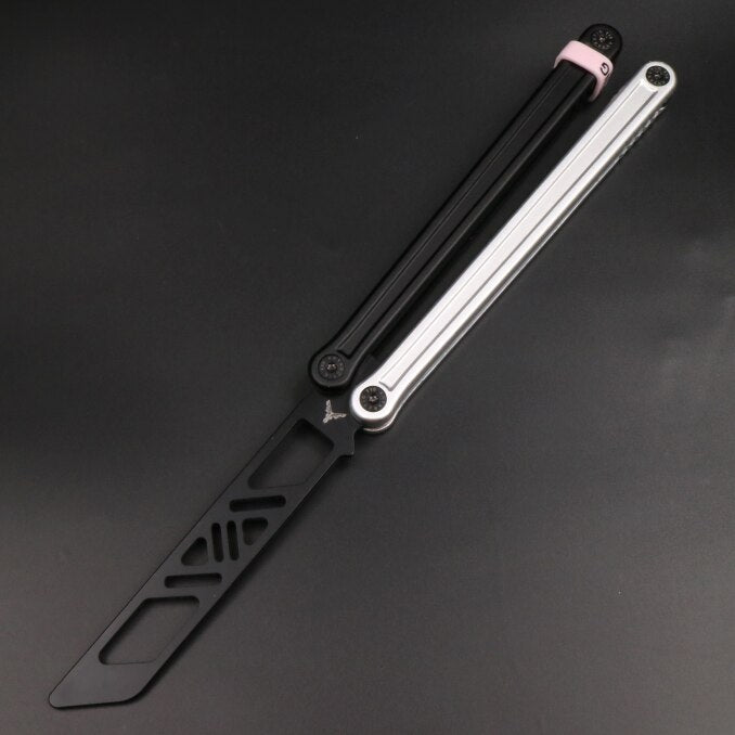 XDYY Antarctic 2 balisong trainer silver and black handles