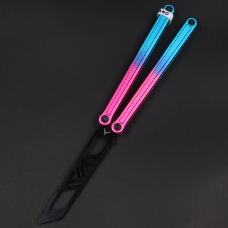 XDYY Antarctic 2 balisong trainer pink and blue gradient handles